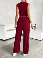 Mock Neck Sleeveless Top and Drawstring Pants Set