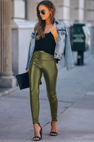 PU Leather High Waist Skinny Leggings