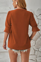 Notched Half Sleeve Blouse